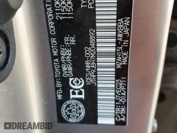 ✅ 2021 Lexus UX 250h • VIN: JTHP9JBH7M2048892 • Lot: 52604065. Listed on Copart with 46,202 mi. Free auction sales archive from the USA and detailed vehicle history report at DreamBid. Image 14.