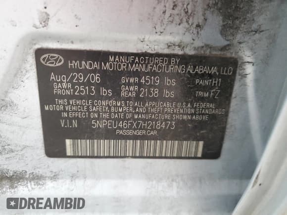 ✅ 2007 Hyundai Sonata SE • VIN: 5NPEU46FX7H218473 • Лот: 82659484. Опубликован ранее на Copart с пробегом 144 830 миль. Бесплатный доступ к архиву аукционных продаж из США и подробный отчёт об истории автомобиля на DreamBid. Изображение 14.