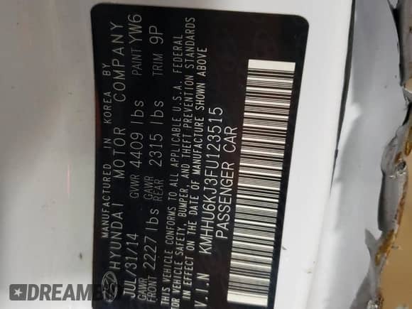 2015 Hyundai Genesis Coupe Ultimate с VIN KMHHU6KJ3FU123515, выставлен на аукционе Copart как лот 86863244 с пробегом 64 623 миль миль и Списание • Salvage title. История ставок и продаж доступна на DreamBid. Изображение 12.