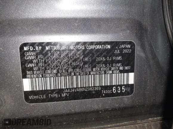 ✅ 2022 Mitsubishi Outlander SEL • VIN: JA4J4VA86NZ082369 • Lot: 42220477. Wystawiony na IAAI z przebiegiem 12 226 mil. Bezpłatny archiwum sprzedaży aukcyjnych z USA i szczegółowy raport historii pojazdu na DreamBid. Zdjęcie 9.