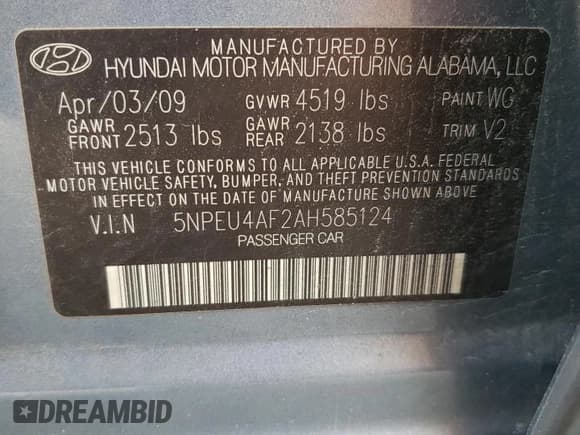 ✅ 2010 Hyundai Sonata Limited • VIN: 5NPEU4AF2AH585124 • Лот: 73342414. Опубликован ранее на Copart с пробегом 111 792 миль. Бесплатный доступ к архиву аукционных продаж из США и подробный отчёт об истории автомобиля на DreamBid. Изображение 15.