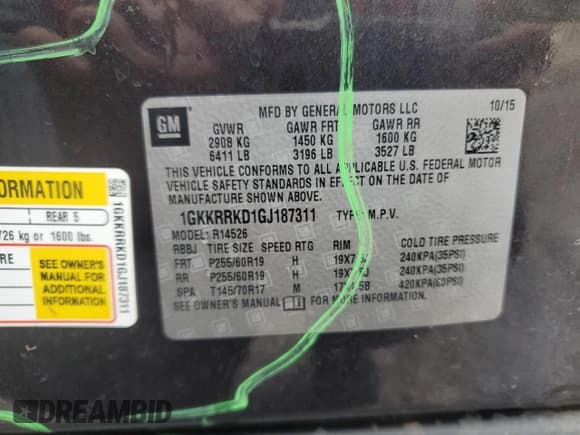 ✅ 2016 GMC Acadia SLT • VIN: 1GKKRRKD1GJ187311 • Лот: 89793025. Опубликован ранее на Copart с пробегом 88 193 миль. Бесплатный доступ к архиву аукционных продаж из США и подробный отчёт об истории автомобиля на DreamBid. Изображение 13.