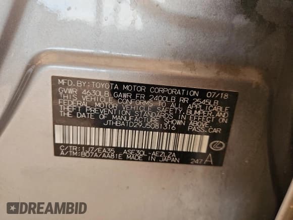 ✅ 2018 Lexus IS 300 F Sport • VIN: JTHBA1D29J5081316 • Лот: 91148445. Опубликован ранее на Copart с пробегом 132 975 миль. Бесплатный доступ к архиву аукционных продаж из США и подробный отчёт об истории автомобиля на DreamBid. Изображение 12.