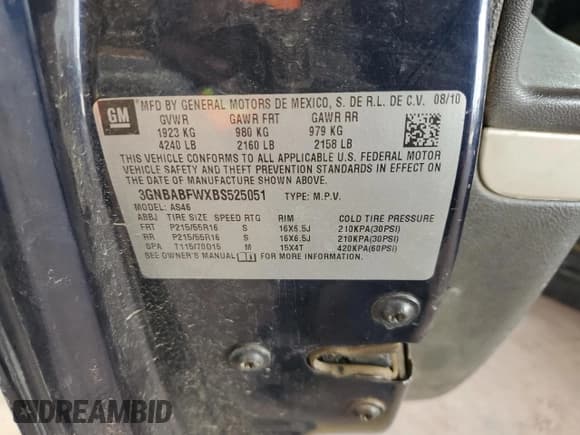 ✅ 2011 Chevrolet HHR 1LT • VIN: 3GNBABFWXBS525051 • Lot: 76654994. Listed on Copart with 231,967 mi. Free auction sales archive from the USA and detailed vehicle history report at DreamBid. Image 13.