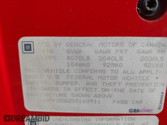 ✅ 1995 Chevrolet Camaro • VIN: 2G1FP22S2S2160911 • Lot: 42413545. Listed on IAAI with 32,767 mi. Free auction sales archive from the USA and detailed vehicle history report at DreamBid. Image 9.