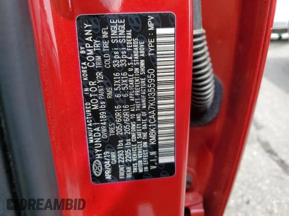 ✅ 2019 Hyundai Kona SE • VIN: KM8K1CAA7KU355950 • Лот: 60976113. Опубликован ранее на Copart с пробегом 15 364 миль. Бесплатный доступ к архиву аукционных продаж из США и подробный отчёт об истории автомобиля на DreamBid. Изображение 13.