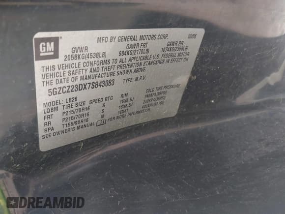 ✅ 2007 Saturn VUE I4 • VIN: 5GZCZ23DX7S843083 • Lot: 43651366. Listed on IAAI with 193,394 mi. Free auction sales archive from the USA and detailed vehicle history report at DreamBid. Image 9.