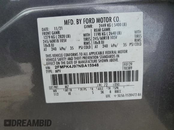 ✅ 2022 Ford Edge SEL • VIN: 2FMPK4J97NBA15948 • Lot: 80729735. Listed on Copart with 81,254 mi. Free auction sales archive from the USA and detailed vehicle history report at DreamBid. Image 13.