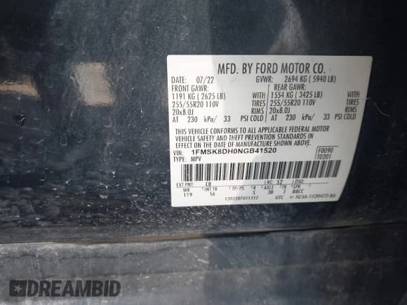 ✅ 2022 Ford Explorer XLT • VIN: 1FMSK8DH0NGB41520 • Лот: 43558557. Опубликован ранее на IAAI с пробегом 52 560 миль. Бесплатный доступ к архиву аукционных продаж из США и подробный отчёт об истории автомобиля на DreamBid. Изображение 9.