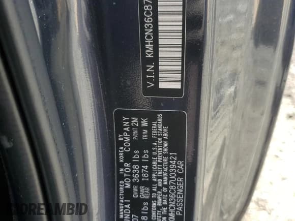 ✅ 2007 Hyundai Accent SE • VIN: KMHCN36C87U039421 • Лот: 49976915. Опубликован ранее на Copart с пробегом 182 626 миль. Бесплатный доступ к архиву аукционных продаж из США и подробный отчёт об истории автомобиля на DreamBid. Изображение 12.