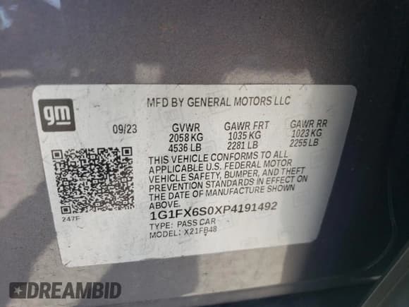 ✅ 2023 Chevrolet Bolt EV 2LT • VIN: 1G1FX6S0XP4191492 • Lot: 46351175. Wystawiony na Copart z przebiegiem 24 842 mil. Bezpłatny archiwum sprzedaży aukcyjnych z USA i szczegółowy raport historii pojazdu na DreamBid. Zdjęcie 13.