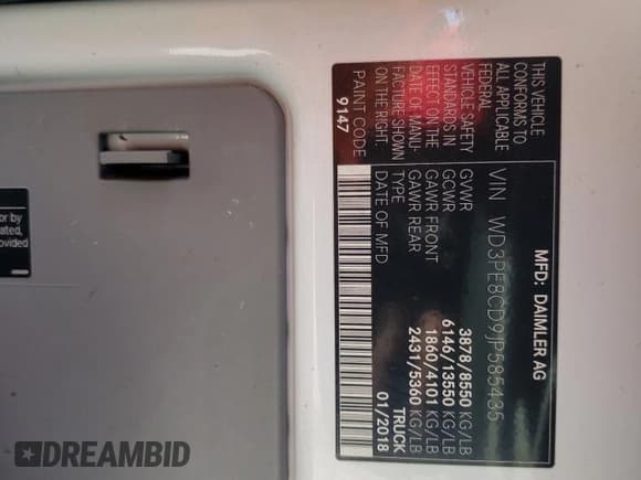 ✅ 2018 Mercedes-Benz Sprinter Cargo Worker • VIN: WD3PE8CD9JP585435 • Lot: 41412393. Wystawiony na Copart z przebiegiem 227 747 mil. Bezpłatny archiwum sprzedaży aukcyjnych z USA i szczegółowy raport historii pojazdu na DreamBid. Zdjęcie 13.