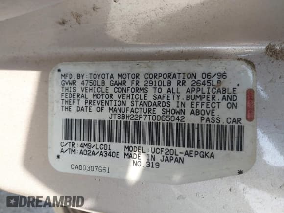 ✅ 1996 Lexus LS 400 • VIN: JT8BH22F7T0065042 • Лот: 42342481. Опубликован ранее на IAAI с пробегом 269 432 миль. Бесплатный доступ к архиву аукционных продаж из США и подробный отчёт об истории автомобиля на DreamBid. Изображение 9.