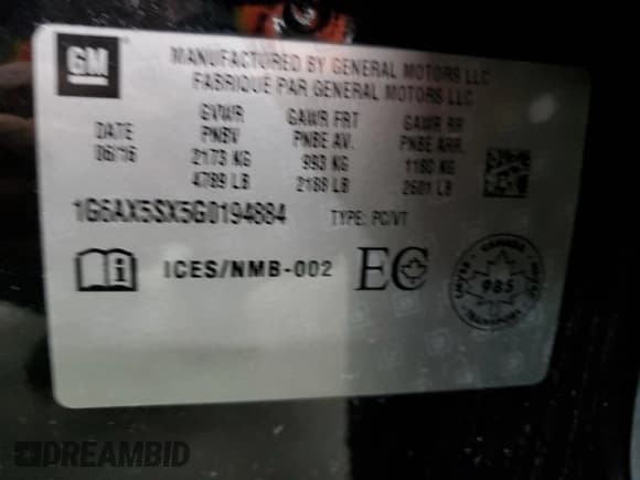 ✅ 2016 Cadillac CTS Luxury Collection AWD • VIN: 1G6AX5SX5G0194884 • Lot: 91195835. Listed on Copart with 120,262 mi. Free auction sales archive from the USA and detailed vehicle history report at DreamBid. Image 12.