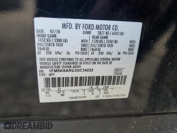 ✅ 2018 Ford Police Interceptor Utility • VIN: 1FM5K8AR2JGC34222 • Lot: 85199855. Wystawiony na Copart z przebiegiem 72 959 mil. Bezpłatny archiwum sprzedaży aukcyjnych z USA i szczegółowy raport historii pojazdu na DreamBid. Zdjęcie 13.