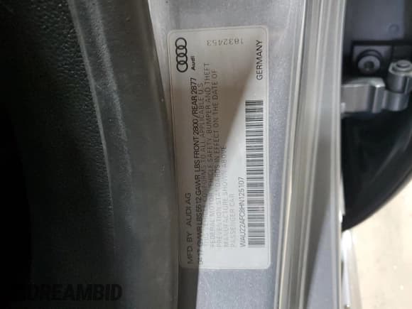 ✅ 2017 Audi A7 Prestige • VIN: WAU22AFC8HN125107 • Lot: 70114955. Listed on Copart with 72,065 mi. Free auction sales archive from the USA and detailed vehicle history report at DreamBid. Image 12.