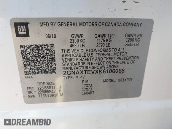 ✅ 2019 Chevrolet Equinox LT • VIN: 2GNAXTEVXK6106088 • Лот: 43742753. Опубликован ранее на IAAI с пробегом 120 505 миль. Бесплатный доступ к архиву аукционных продаж из США и подробный отчёт об истории автомобиля на DreamBid. Изображение 9.