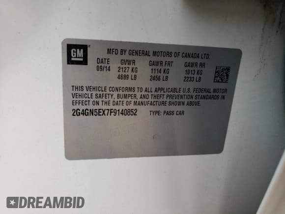✅ 2015 Buick Regal Premium I • VIN: 2G4GN5EX7F9140852 • Lot: 93619405. Wystawiony na Copart z przebiegiem 104 397 mil. Bezpłatny archiwum sprzedaży aukcyjnych z USA i szczegółowy raport historii pojazdu na DreamBid. Zdjęcie 12.
