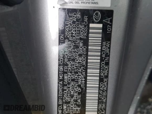 ✅ 2018 Lexus LC 500h • VIN: JTHHP5AY7JA001690 • Лот: 73958754. Опубликован ранее на Copart с пробегом 62 475 миль. Бесплатный доступ к архиву аукционных продаж из США и подробный отчёт об истории автомобиля на DreamBid. Изображение 13.