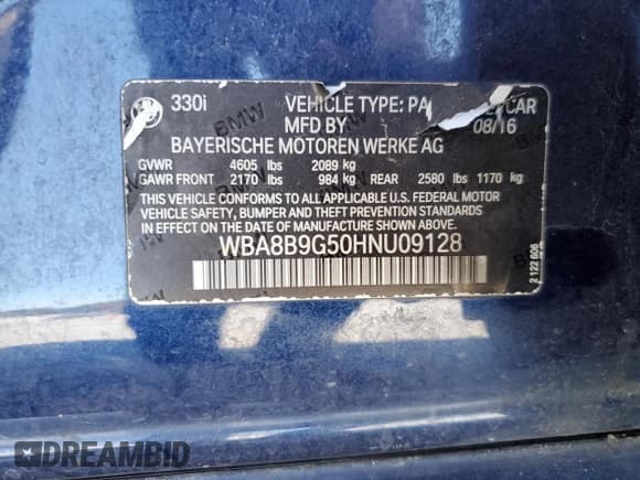 ✅ 2017 BMW 3 Series 330i • VIN: WBA8B9G50HNU09128 • Лот: 87448125. Опубликован ранее на Copart с пробегом 125 550 миль. Бесплатный доступ к архиву аукционных продаж из США и подробный отчёт об истории автомобиля на DreamBid. Изображение 12.