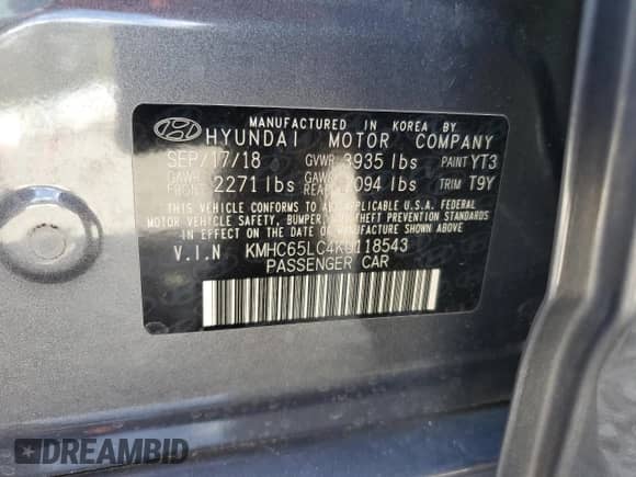 2019 Hyundai Ioniq Blue с VIN KMHC65LC4KU118543, выставлен на аукционе Copart как лот 78329614 с пробегом 102 062 миль миль и На запчасти • Non repairable. История ставок и продаж доступна на DreamBid. Изображение 15.