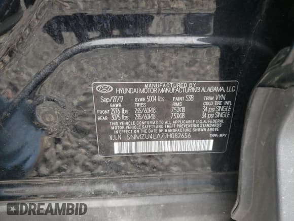 ✅ 2018 Hyundai Santa Fe 2.0T • VIN: 5NMZU4LA7JH082656 • Лот: 50277193. Опубликован ранее на Copart с пробегом 61 670 миль. Бесплатный доступ к архиву аукционных продаж из США и подробный отчёт об истории автомобиля на DreamBid. Изображение 13.