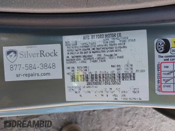 ✅ 2008 Mercury Milan Premier • VIN: 3MEHM08118R630060 • Lot: 43428925. Wystawiony na IAAI z przebiegiem Nie podano. Bezpłatny archiwum sprzedaży aukcyjnych z USA i szczegółowy raport historii pojazdu na DreamBid. Zdjęcie 9.