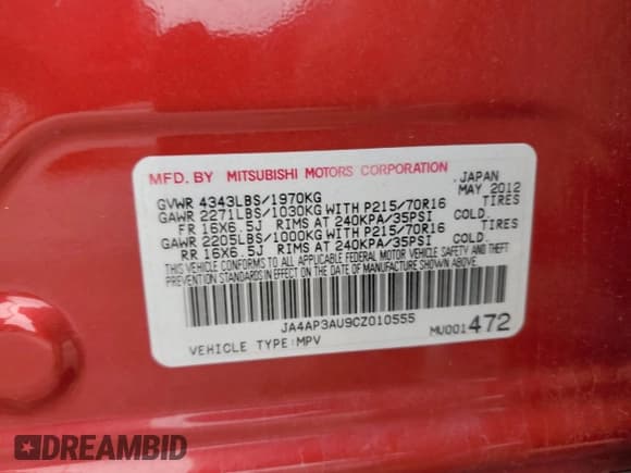 ✅ 2012 Mitsubishi Outlander ES • VIN: JA4AP3AU9CZ010555 • Lot: 90281215. Wystawiony na Copart z przebiegiem 202 305 mil. Bezpłatny archiwum sprzedaży aukcyjnych z USA i szczegółowy raport historii pojazdu na DreamBid. Zdjęcie 12.