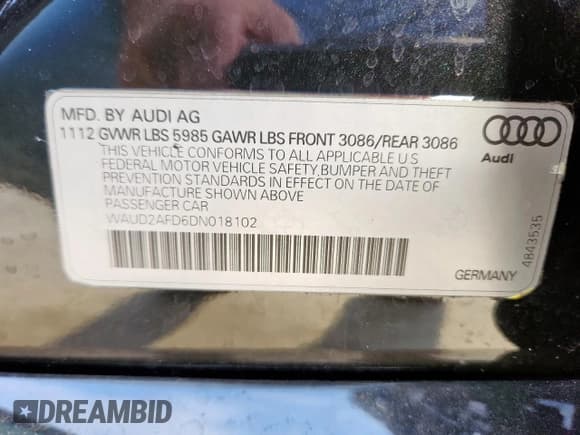 ✅ 2013 Audi S8 • VIN: WAUD2AFD6DN018102 • Lot: 61791535. Listed on Copart with 140,751 mi. Free auction sales archive from the USA and detailed vehicle history report at DreamBid. Image 12.