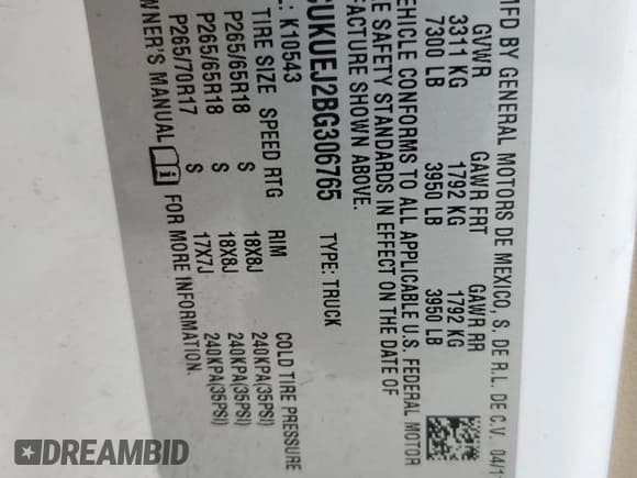 ✅ 2011 Chevrolet Silverado 1500 1HY • VIN: 3GCUKUEJ2BG306765 • Lot: 71767224. Listed on Copart with 158,371 mi. Free auction sales archive from the USA and detailed vehicle history report at DreamBid. Image 12.