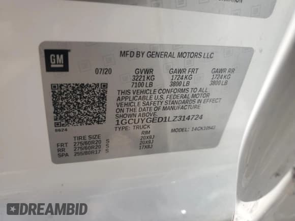 ✅ 2020 Chevrolet Silverado 1500 LTZ • VIN: 1GCUYGED1LZ314724 • Лот: 71820565. Опубликован ранее на Copart с пробегом 84 456 миль. Бесплатный доступ к архиву аукционных продаж из США и подробный отчёт об истории автомобиля на DreamBid. Изображение 12.