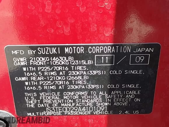 ✅ 2010 Suzuki Grand Vitara Premium • VIN: JS3TE0D29A4101091 • Lot: 42788358. Wystawiony na IAAI z przebiegiem 90 472 mil. Bezpłatny archiwum sprzedaży aukcyjnych z USA i szczegółowy raport historii pojazdu na DreamBid. Zdjęcie 9.