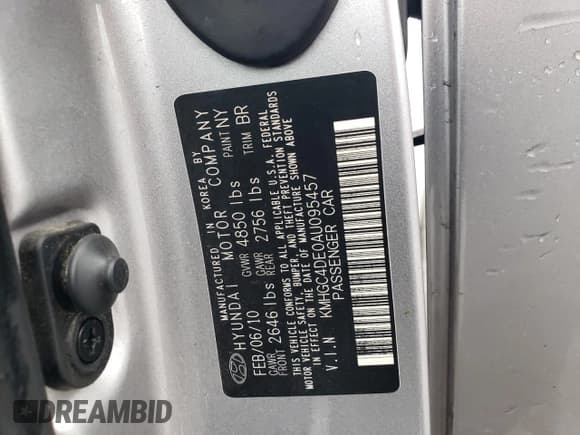 ✅ 2010 Hyundai Genesis • VIN: KMHGC4DE0AU095457 • Lot: 89697535. Wystawiony na Copart z przebiegiem 160 918 mil. Bezpłatny archiwum sprzedaży aukcyjnych z USA i szczegółowy raport historii pojazdu na DreamBid. Zdjęcie 12.