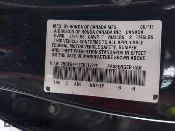 ✅ 2012 Honda Civic EX-L • VIN: 2HGFB2F92CH513922 • Lot: 43531292. Listed on IAAI with 197,427 mi. Free auction sales archive from the USA and detailed vehicle history report at DreamBid. Image 9.