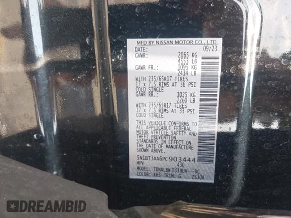 ✅ 2023 Nissan Rogue S • VIN: 5N1BT3AA6PC903444 • Lot: 42395582. Listed on IAAI with 16,981 mi. Free auction sales archive from the USA and detailed vehicle history report at DreamBid. Image 9.