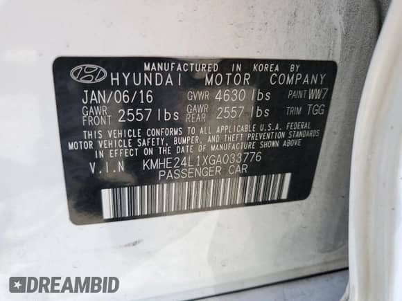 ✅ 2016 Hyundai Sonata SE • VIN: KMHE24L1XGA033776 • Lot: 82283545. Wystawiony na Copart z przebiegiem 130 658 mil mil. Skorzystaj z bezpłatnego archiwum sprzedaży aukcyjnych z USA i zobacz szczegółowy raport historii pojazdu na DreamBid. Zdjęcie 12.