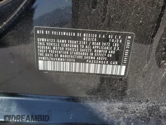 ✅ 2021 Volkswagen Jetta SEL • VIN: 3VWE57BU5MM013374 • Лот: 65150905. Опубликован ранее на Copart с пробегом 50 969 миль. Бесплатный доступ к архиву аукционных продаж из США и подробный отчёт об истории автомобиля на DreamBid. Изображение 12.