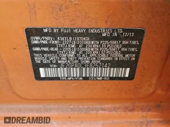 ✅ 2014 Subaru Crosstrek Limited • VIN: JF2GPAGC3E8252142 • Лот: 68957645. Опубликован ранее на Copart с пробегом 230 632 миль. Бесплатный доступ к архиву аукционных продаж из США и подробный отчёт об истории автомобиля на DreamBid. Изображение 12.