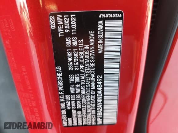 ✅ 2022 Porsche Cayenne • VIN: WP1BA2AY4NDA48492 • Lot: 73208084. Listed on Copart with 14,561 mi. Free auction sales archive from the USA and detailed vehicle history report at DreamBid. Image 15.