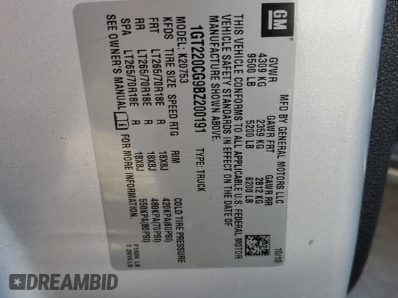 ✅ 2011 GMC Sierra 2500HD SLE • VIN: 1GT220CG9BZ200191 • Lot: 43624545. Listed on Copart with 193,940 mi. Free auction sales archive from the USA and detailed vehicle history report at DreamBid. Image 12.