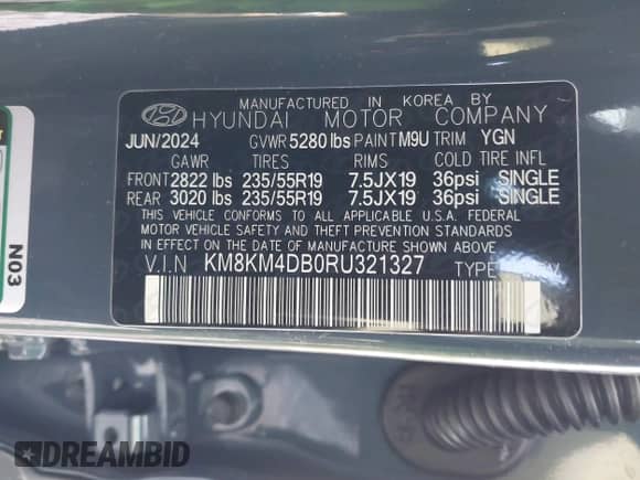 ✅ 2024 Hyundai Ioniq 5 SE Standard Range • VIN: KM8KM4DB0RU321327 • Lot: 41396112. Wystawiony na IAAI z przebiegiem 4 301 mil. Bezpłatny archiwum sprzedaży aukcyjnych z USA i szczegółowy raport historii pojazdu na DreamBid. Zdjęcie 9.