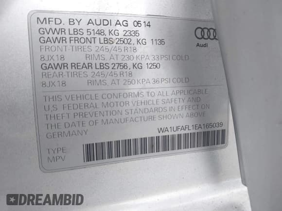 ✅ 2014 Audi allroad A4 Premium Plus • VIN: WA1UFAFL1EA165039 • Лот: 42672059. Опубликован ранее на IAAI с пробегом 158 118 миль. Бесплатный доступ к архиву аукционных продаж из США и подробный отчёт об истории автомобиля на DreamBid. Изображение 9.