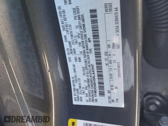 ✅ 2024 Ford Bronco Outer Banks • VIN: 1FMDE8BH0RLA45547 • Lot: 89887445. Listed on Copart with 10,979 mi. Free auction sales archive from the USA and detailed vehicle history report at DreamBid. Image 12.