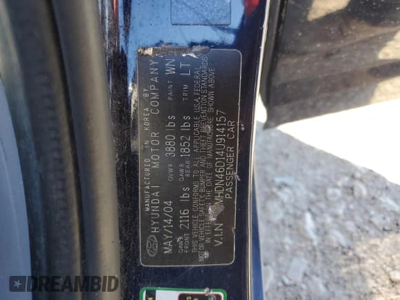 ✅ 2004 Hyundai Elantra GLS • VIN: KMHDN46D14U914157 • Lot: 43633545. Wystawiony na Copart z przebiegiem 102 501 mil. Bezpłatny archiwum sprzedaży aukcyjnych z USA i szczegółowy raport historii pojazdu na DreamBid. Zdjęcie 14.