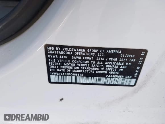 ✅ 2013 Volkswagen Passat SE • VIN: 1VWBP7A35DC088678 • Лот: 42629694. Опубликован ранее на IAAI с пробегом 111 006 миль. Бесплатный доступ к архиву аукционных продаж из США и подробный отчёт об истории автомобиля на DreamBid. Изображение 9.