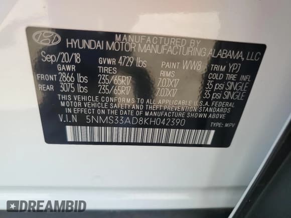 ✅ 2019 Hyundai Santa Fe SEL • VIN: 5NMS33AD8KH042390 • Lot: 59290614. Wystawiony na Copart z przebiegiem 44 456 mil. Bezpłatny archiwum sprzedaży aukcyjnych z USA i szczegółowy raport historii pojazdu na DreamBid. Zdjęcie 13.