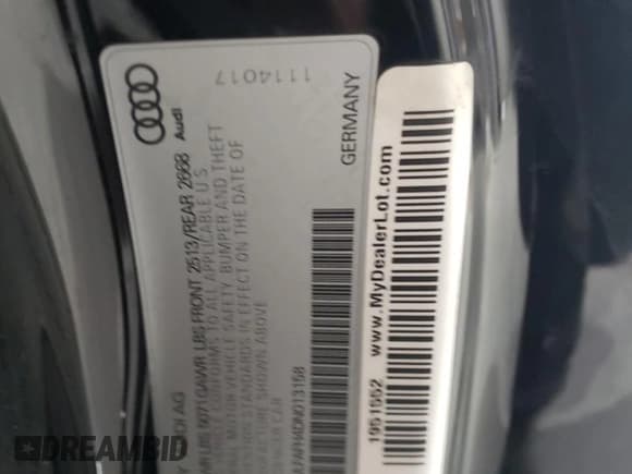 ✅ 2013 Audi A5 Premium Plus • VIN: WAULFAFH4DN013158 • Lot: 69462045. Wystawiony na Copart z przebiegiem 95 430 mil. Bezpłatny archiwum sprzedaży aukcyjnych z USA i szczegółowy raport historii pojazdu na DreamBid. Zdjęcie 12.