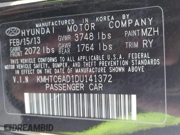 ✅ 2013 Hyundai Veloster w/Gray Int • VIN: KMHTC6AD1DU141372 • Lot: 41349170. Wystawiony na IAAI z przebiegiem Nie podano. Bezpłatny archiwum sprzedaży aukcyjnych z USA i szczegółowy raport historii pojazdu na DreamBid. Zdjęcie 9.