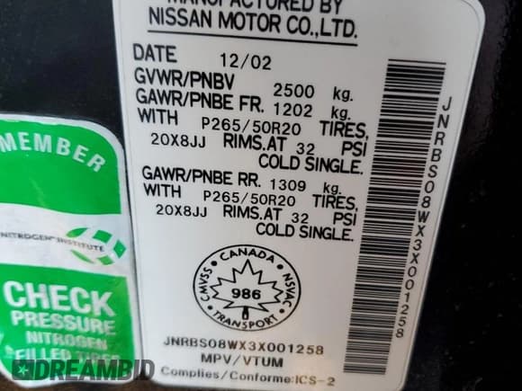 ✅ 2003 Infiniti FX Options • VIN: JNRBS08WX3X001258 • Lot: 92109625. Listed on Copart with 324,058 mi. Free auction sales archive from the USA and detailed vehicle history report at DreamBid. Image 13.