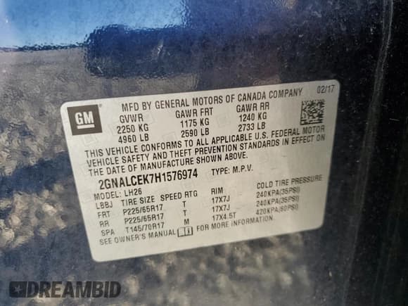 ✅ 2017 Chevrolet Equinox LT • VIN: 2GNALCEK7H1576974 • Лот: 85336195. Опубликован ранее на Copart с пробегом 75 015 миль. Бесплатный доступ к архиву аукционных продаж из США и подробный отчёт об истории автомобиля на DreamBid. Изображение 14.